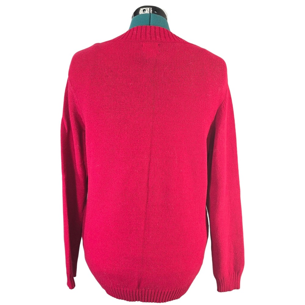 Chico's Red V-Neck Knit Sweater Cotton Blend Classic Style Women's‎ - Picture 4 of 8